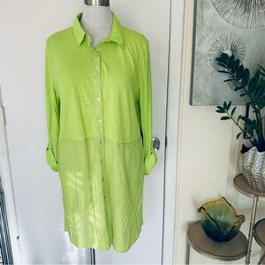NWT Tahari Linen Blend Lime color Dress size L